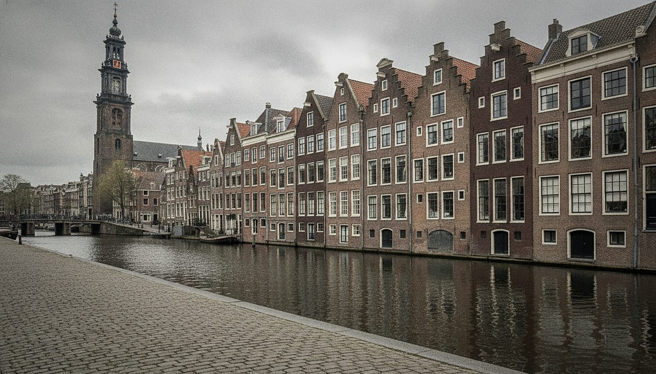 Der Westerkerk-Turm neben dem Besuchereingang am Westermarkt in Amsterdam